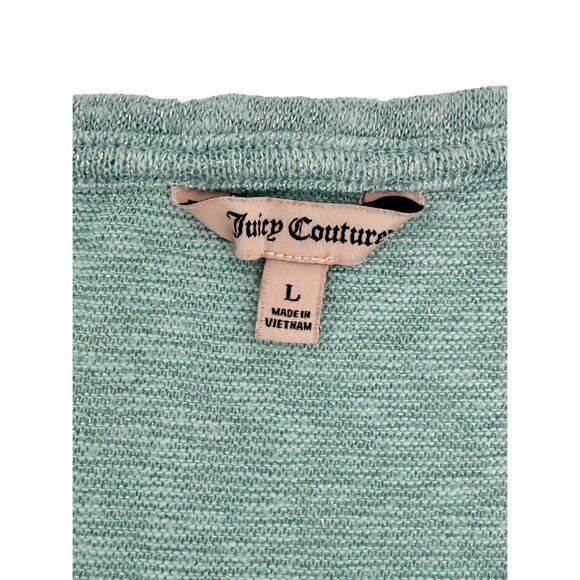 Juicy Couture Blue & Silver Metallic Ombre Cold Shoulder Knit Top Glam Croquette - Picture 12 of 13